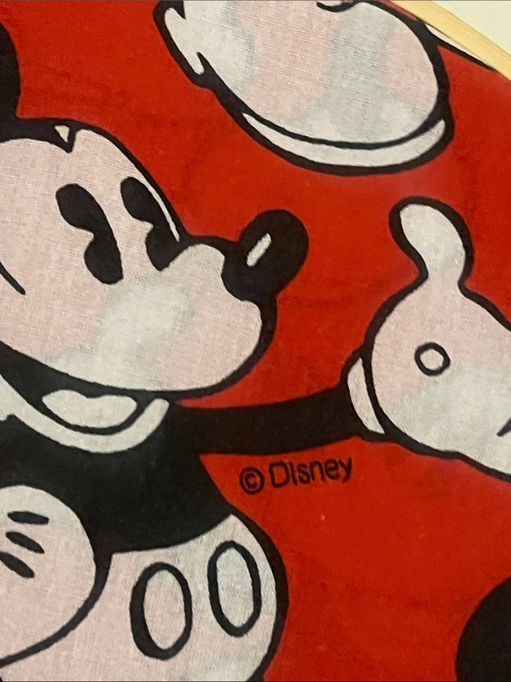 Disney Red and Black Mickey Mouse Hoop Tapestry Hand Crafted 12”W